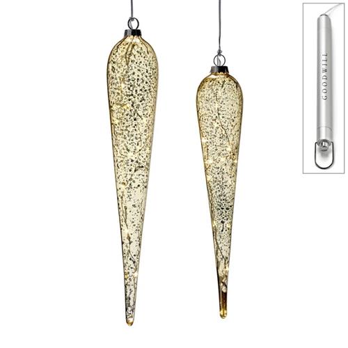 CHRISTMAS PINS 2PCS GLASS CHAMPAGNE WITH LED LIGHTS 30CM