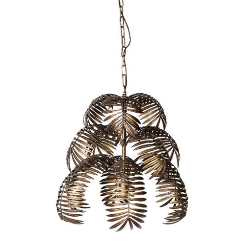 HANGLAMP SALENCIA GOUD IJZER PALMBLADEREN