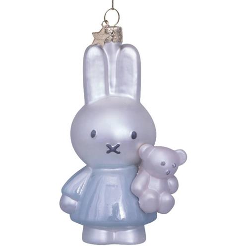Christmas pendant Miffy with bear baby blue 11cm