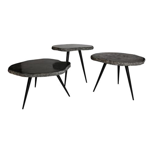 BIJZETTAFEL KHINE ZWART MARMER MET METALEN POOT H:40 SMALL