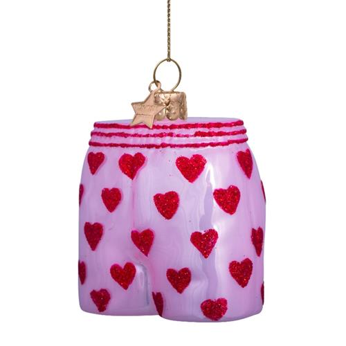 Kersthanger Boxershort met hartjes H7,5cm