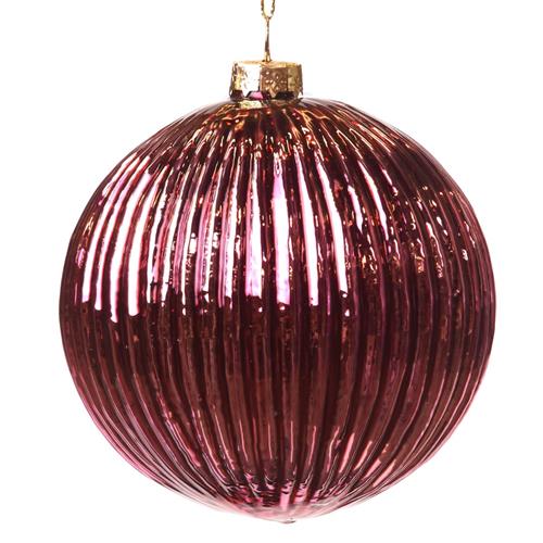 KERSTBAL ROZE GERIBBELD 10CM