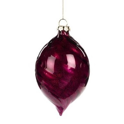 Kerstbal Swirl Ovaal Glanzend Dieproze 10cm