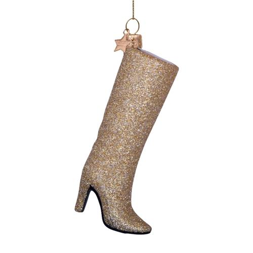 Kersthanger Glitter Laars Goud 12cm