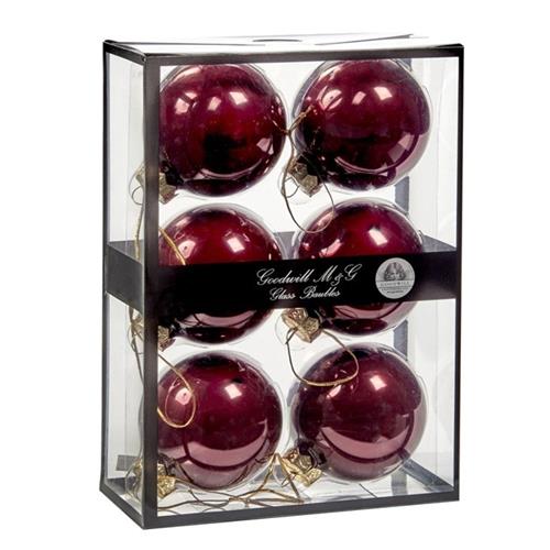Kerstballenset (6 stuks) Donkerrood 7cm