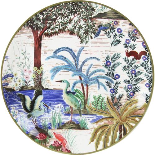 Gien Le Jardin du Palais Cake plate Heron by Pierre Frey