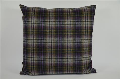 Osborne & Little decorative cushion Limpopo purple/black/cream checked