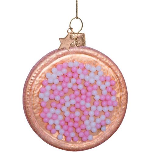 Christmas decoration Rusk with mice pink and white 8.5cm