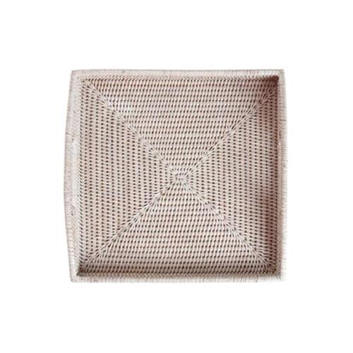 Dienblad Vierkant Riet Blanc met Handvat 35x35x5cm