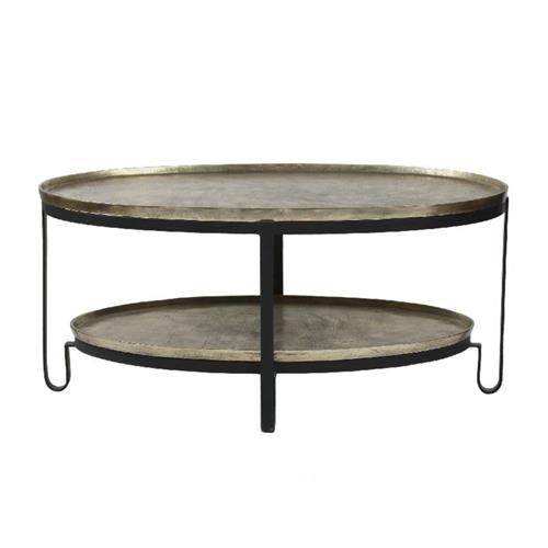 Coffee table Kae Oval Gold Top Black Base 2 layers