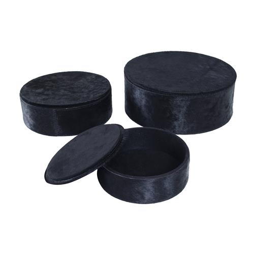 Opbergbox Tamar medium zwart koeienleder D20