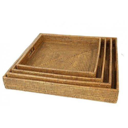 Dienblad Vierkant Riet 55x55x8cm Large