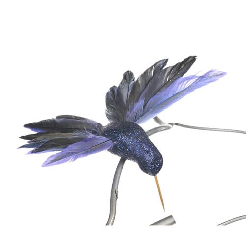 Kerstornament Kolibri op clip blauw 13cm