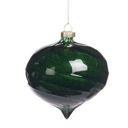 Kerstbal Swirl Druppel Glanzend Groen 10cm