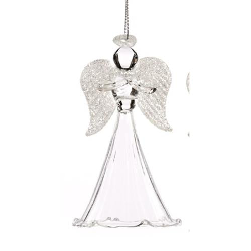 Engeltje met boekje en zilveren glittervleugels 10cm