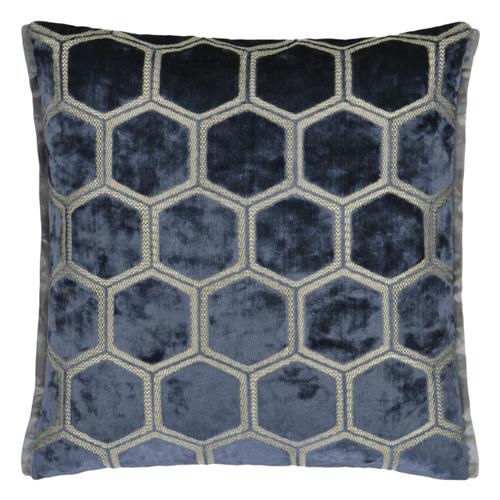 Designers Guild Sierkussen Manipur Midnight honingraat Blauw