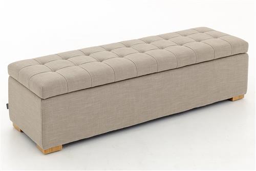 Opbergbankje Aubiz bekleed met linnen 140x46x40