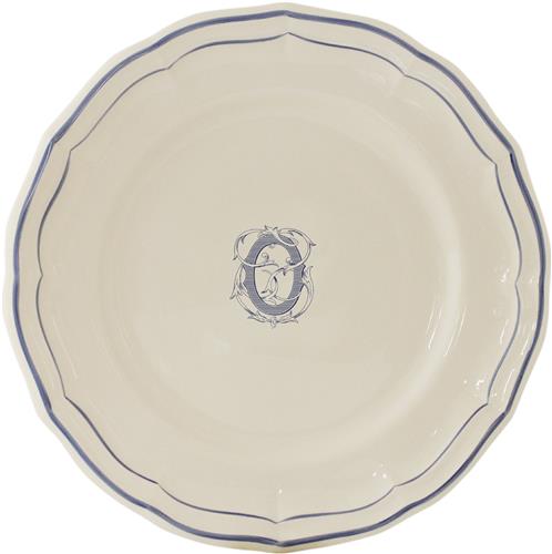 CAKE PLATE FILET MANGANESE MONOGRAMME "O" 16.5CM