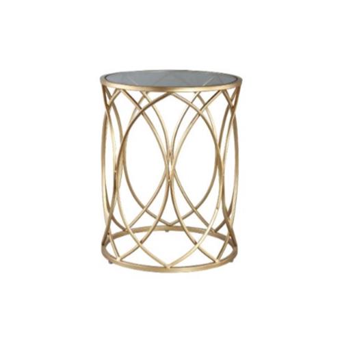 SIDE TABLE TIFFANY GOLD WITH GLASS PLATE H50 D40