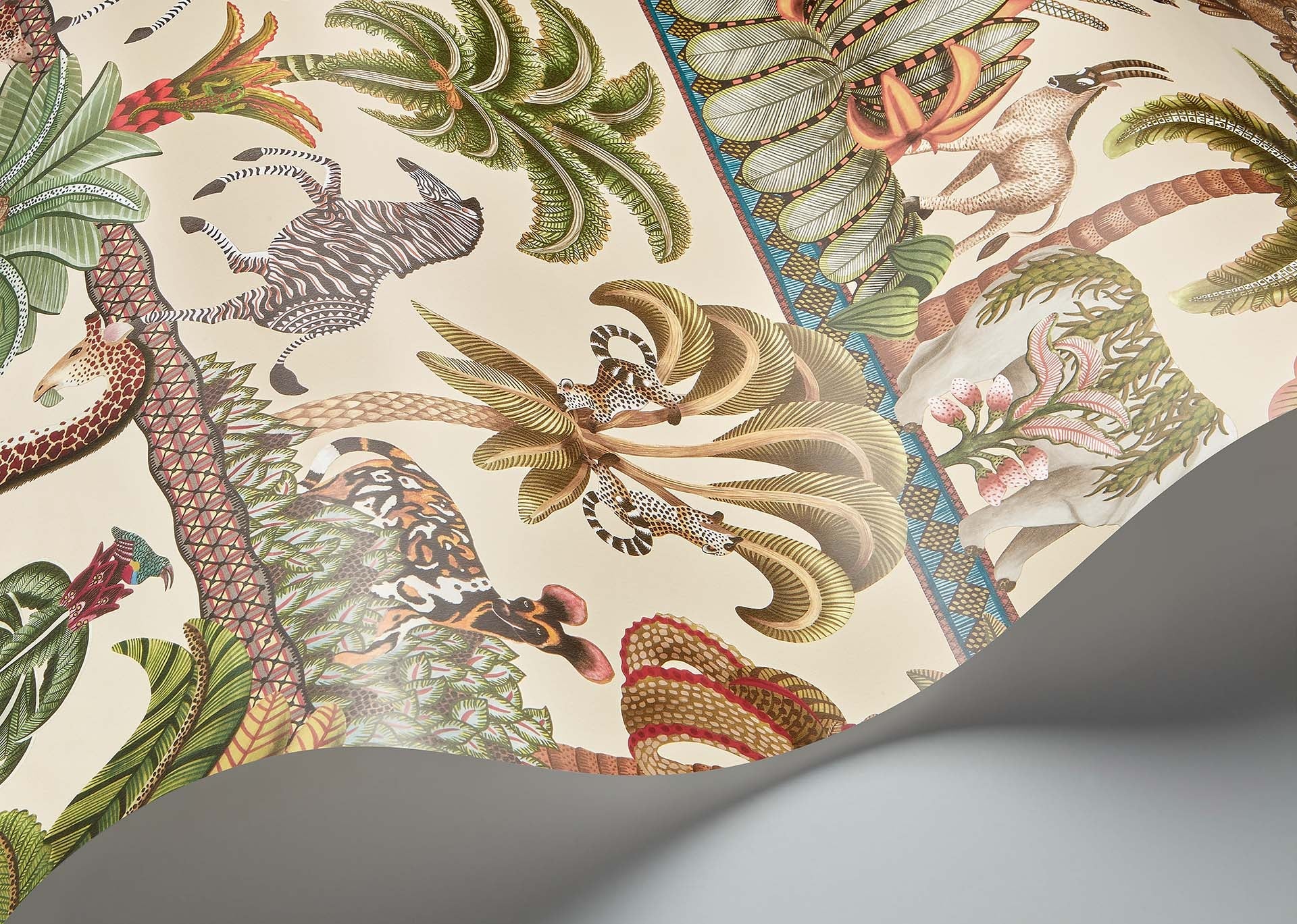 Cole & Son Jabula Afrika Kingdom, Olive Green & Spring Green on Cream