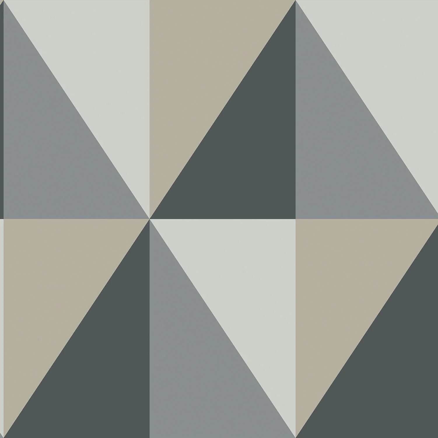 Cole & Son Geomatric II Apex Grand, Grey, Charcoal & Metallic Gilver