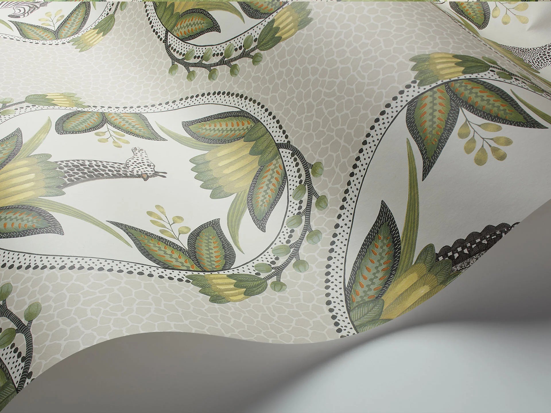 Cole & Son Ardmore Cameos, Olive Green on Stone