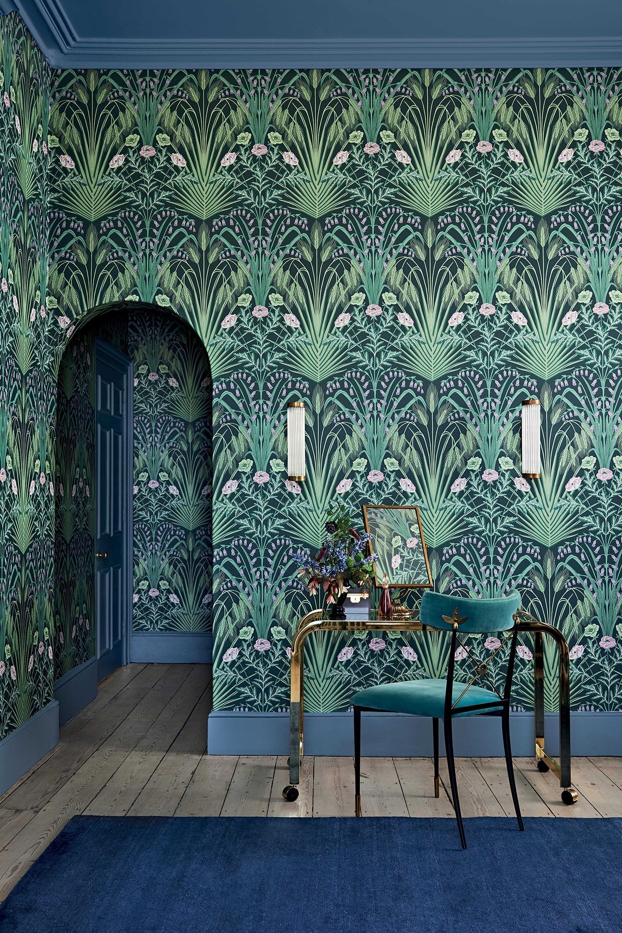 Cole & Son Botanical - Botanica, Bluebell, Sage, Mint & Lilac on Dark Viridian