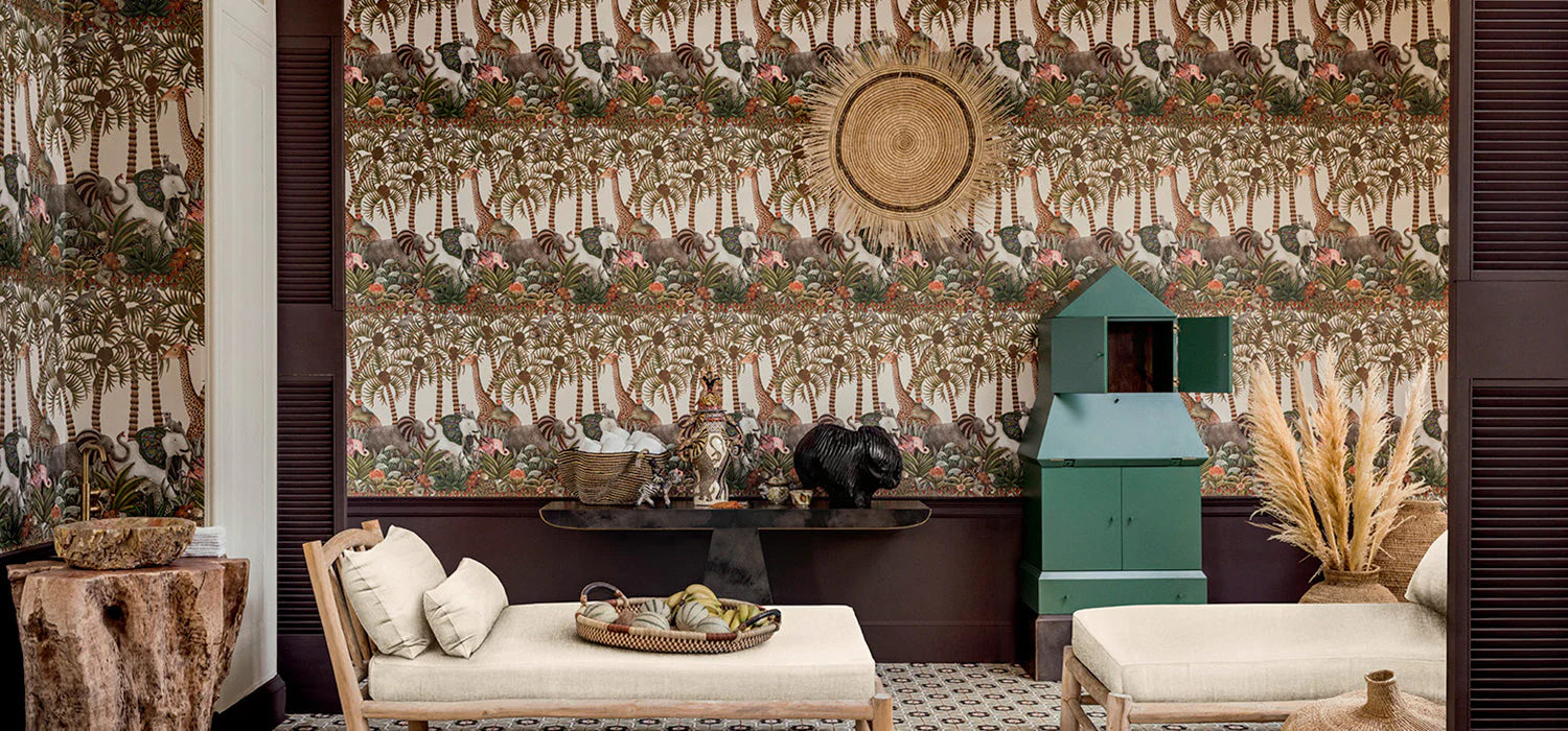 Cole & Son Ardmore Jabula .Letaba March Spring Green & Ginger on Cream