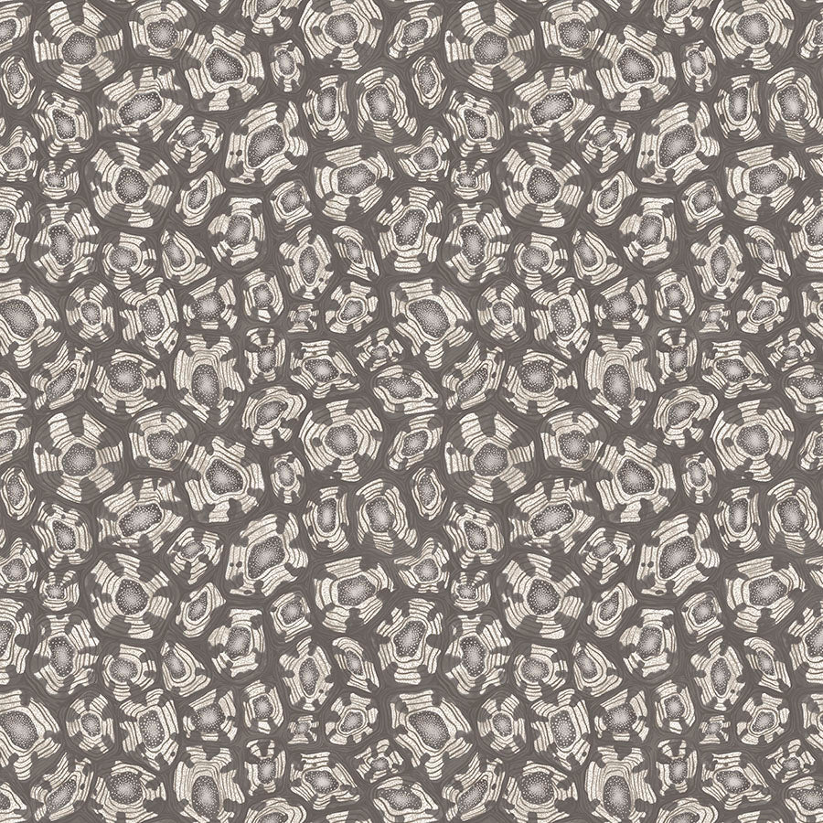 Cole & Son Jabula Savanna Shell, Soot & Snow & Metallic Silver