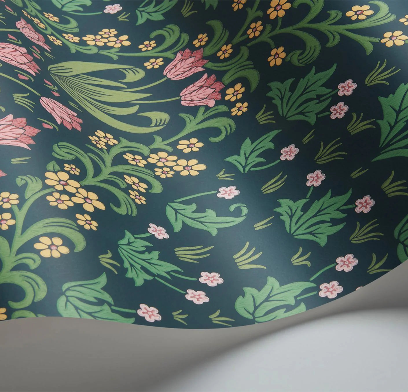 Cole & Son Historic Royal Palaces Tudor Garden, Plum & Olive Green on Charcoal