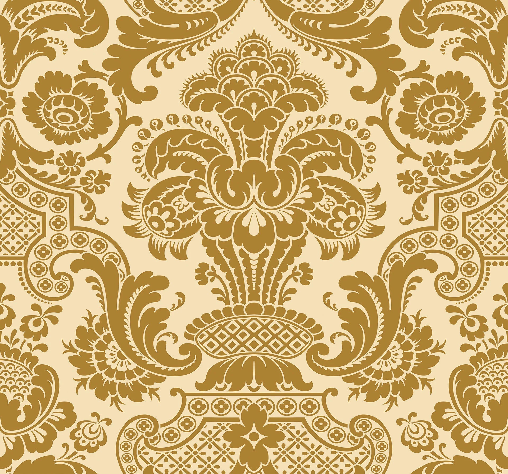Cole & Son Mariinsky Damask Carmen, Metallic Gold on Sand