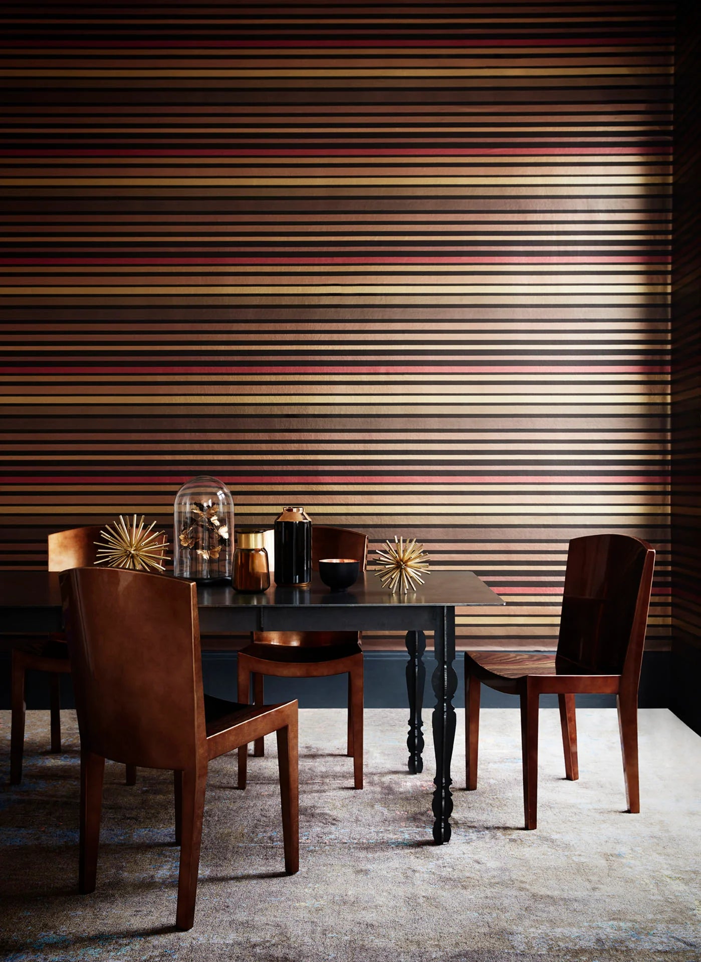 Cole & Son Marquee Stripes Carousel Stripe, Ginger on Soot