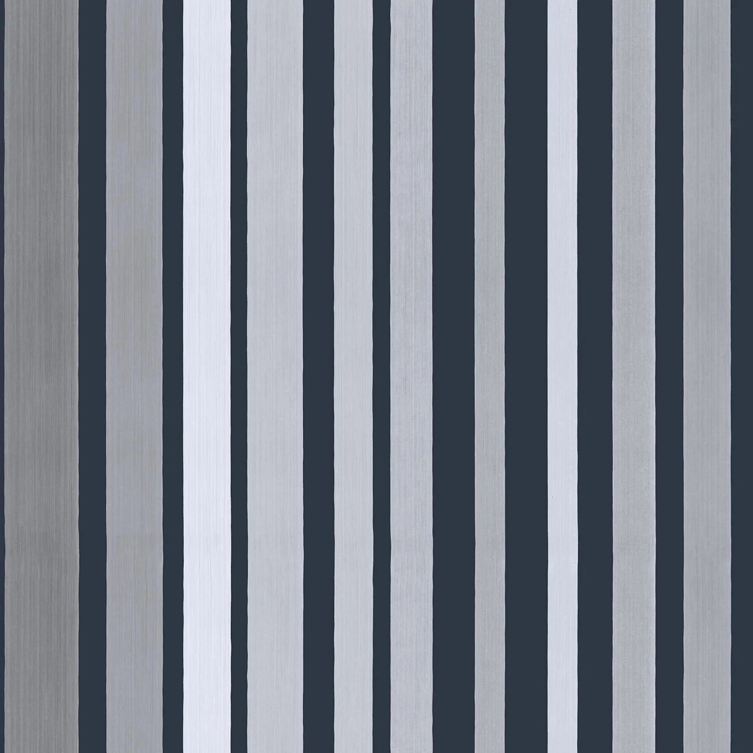Cole & Son Marquee Stripes Carousel Stripe, Metallic Silver on Charcoal