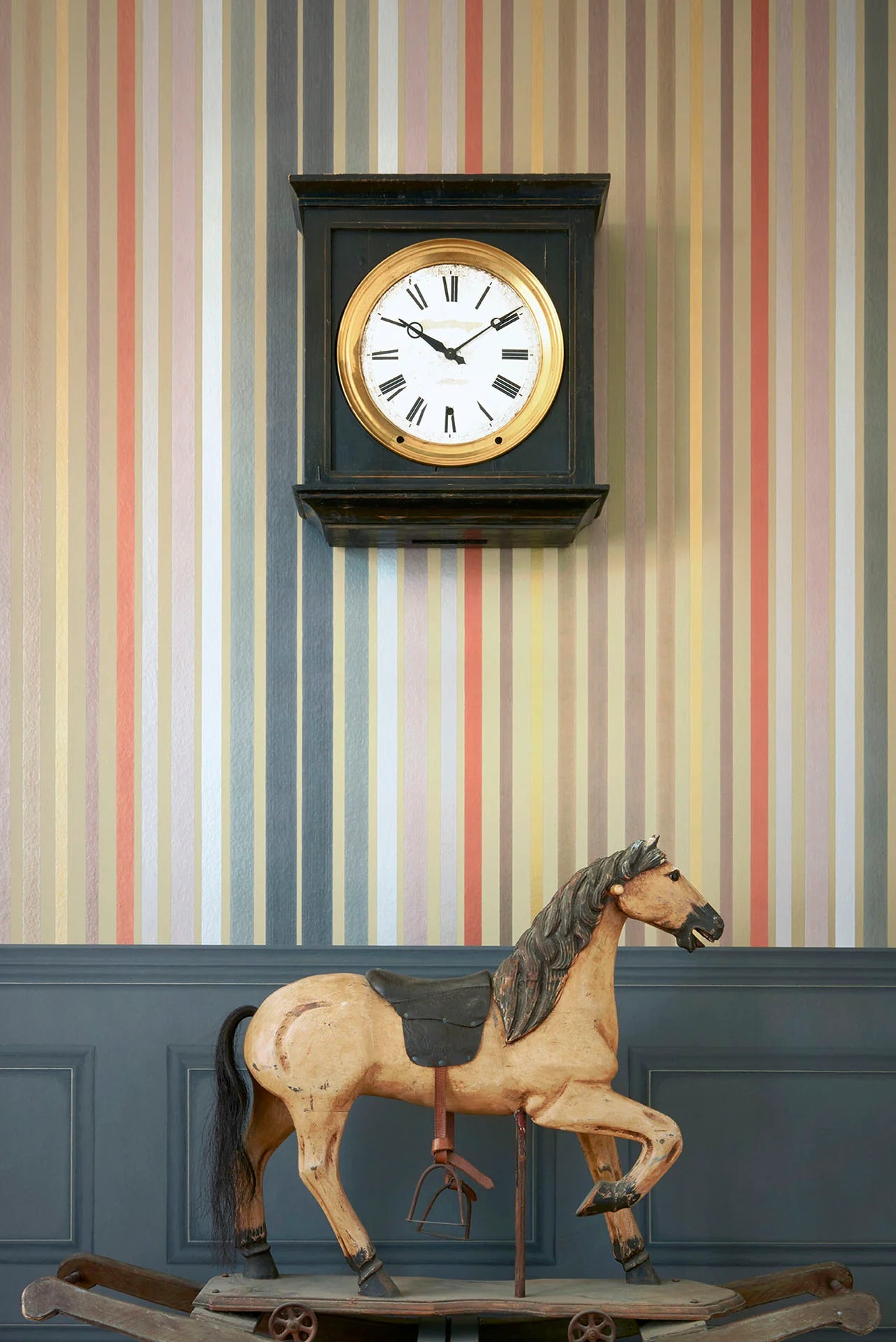 Cole & Son Mariinsky Damask Carousel Stripe, Linen & Multi