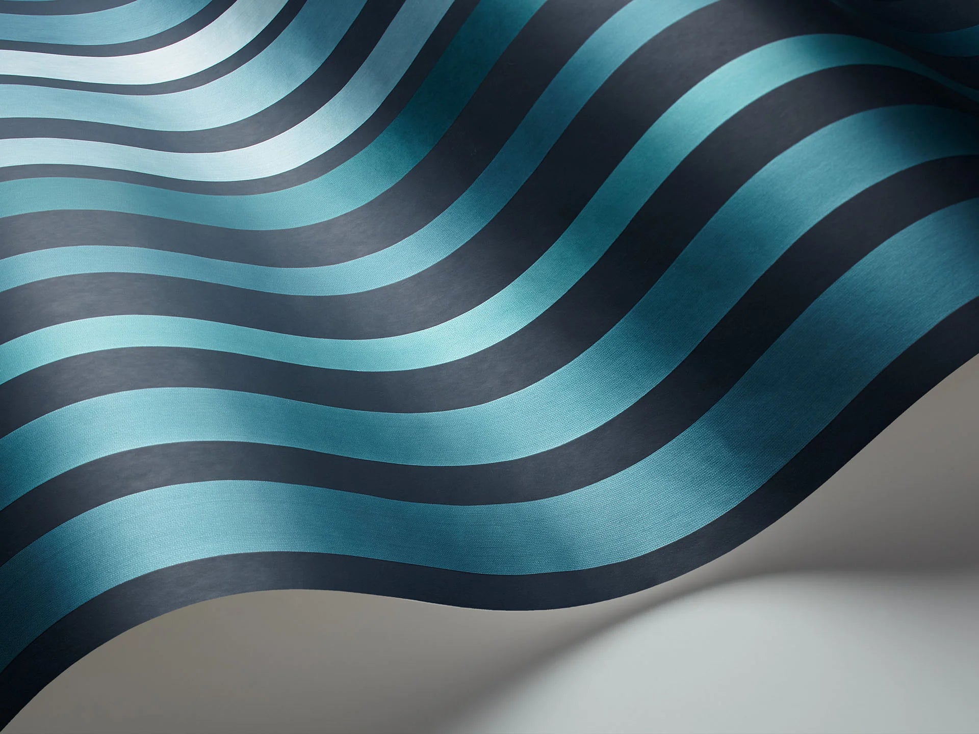 Cole & Son Marquee Stripes Carousel Stripe, Petrol on Ink