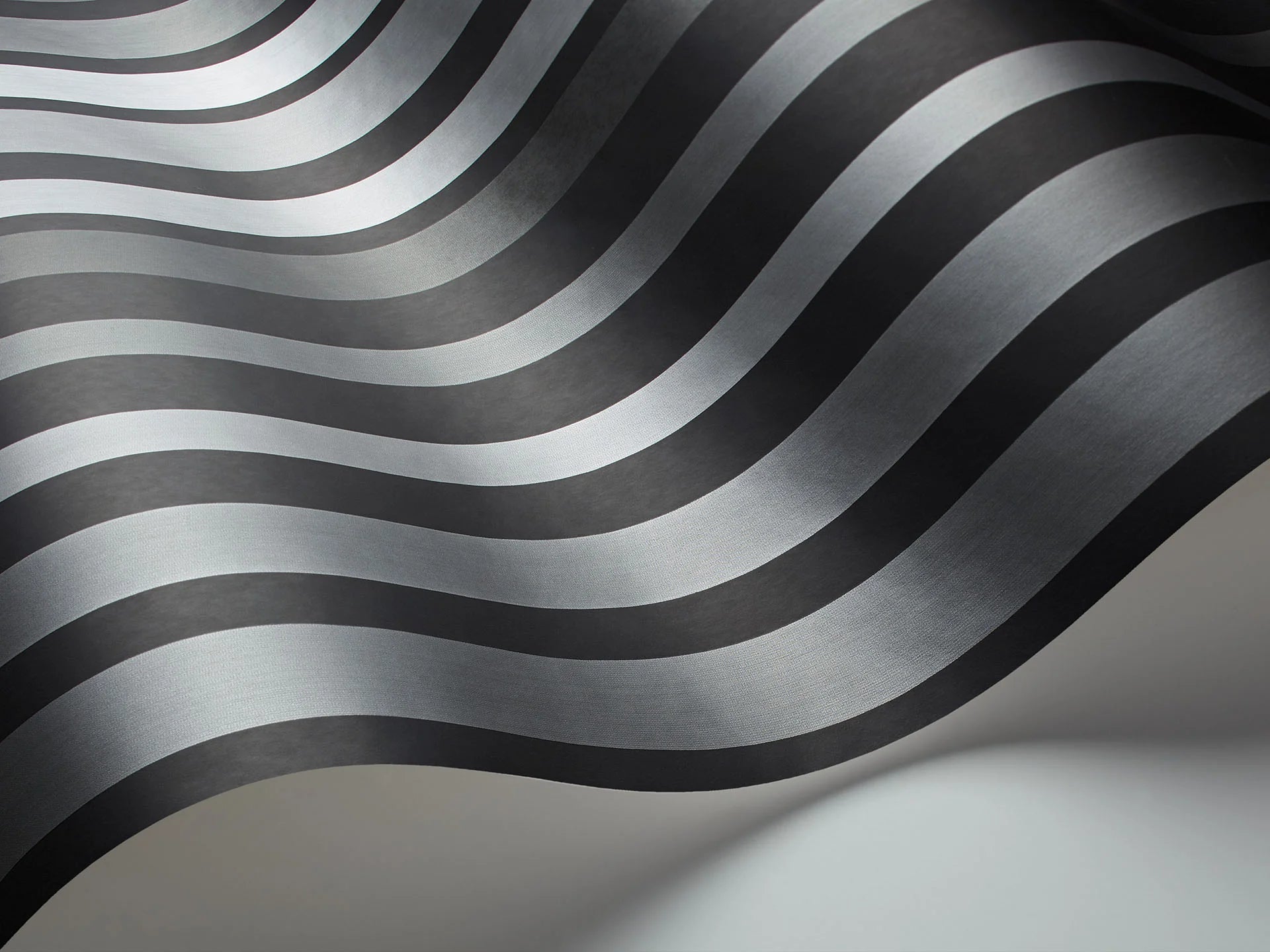 Cole & Son Marquee Stripes Carousel Stripe, Metallic Silver on Charcoal