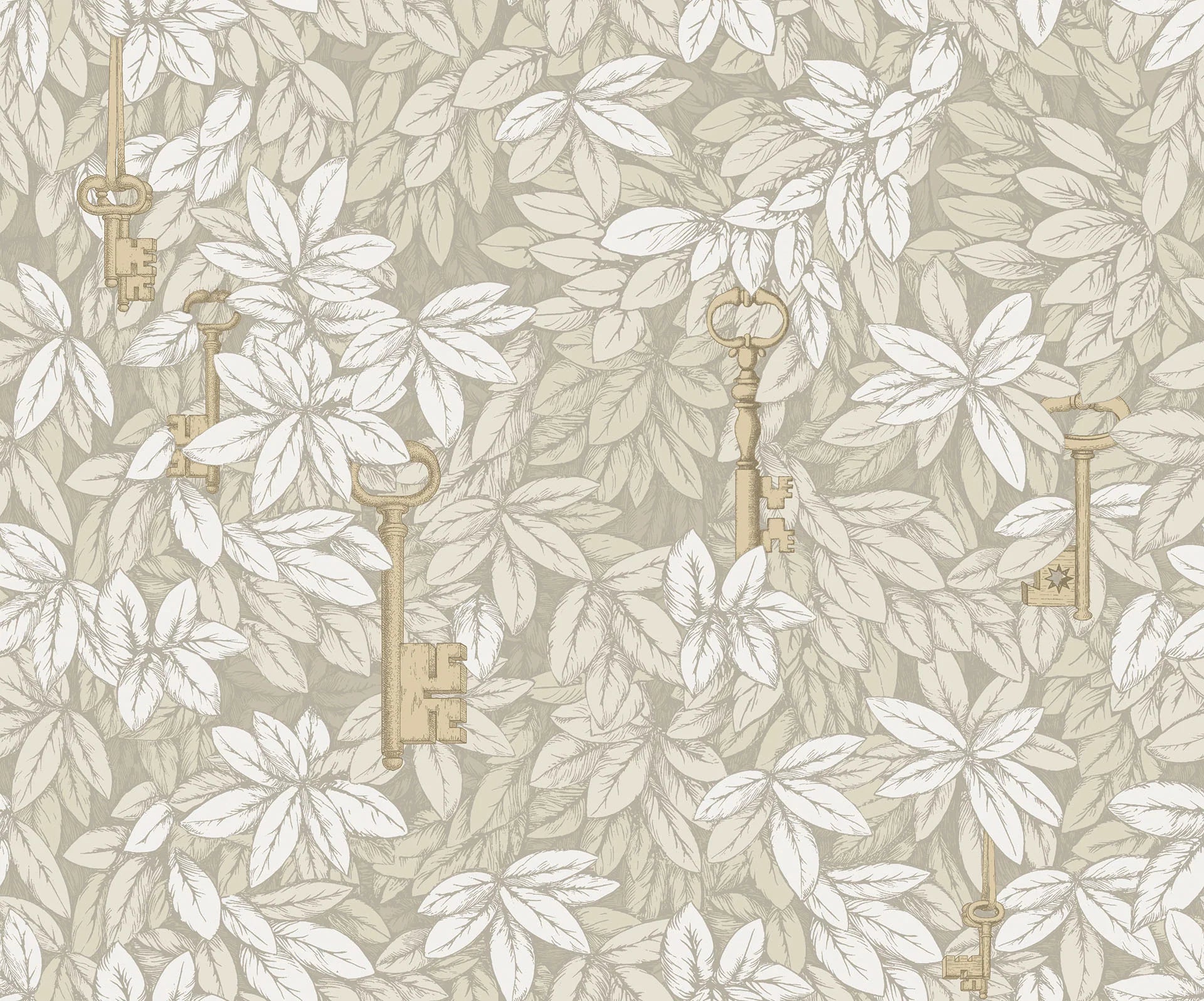Cole & Son Fornasetti Chiavi Segrete, Parchment & Metallic Gold