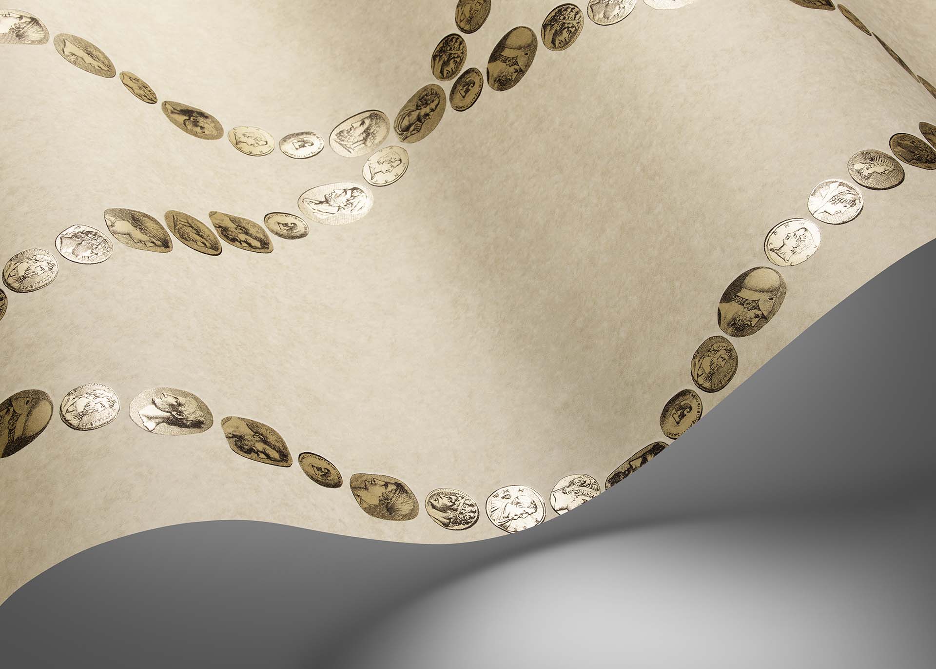 Cole & Son Fornasetti Senza Tempo II, Cammei, Soft Gold on Stone