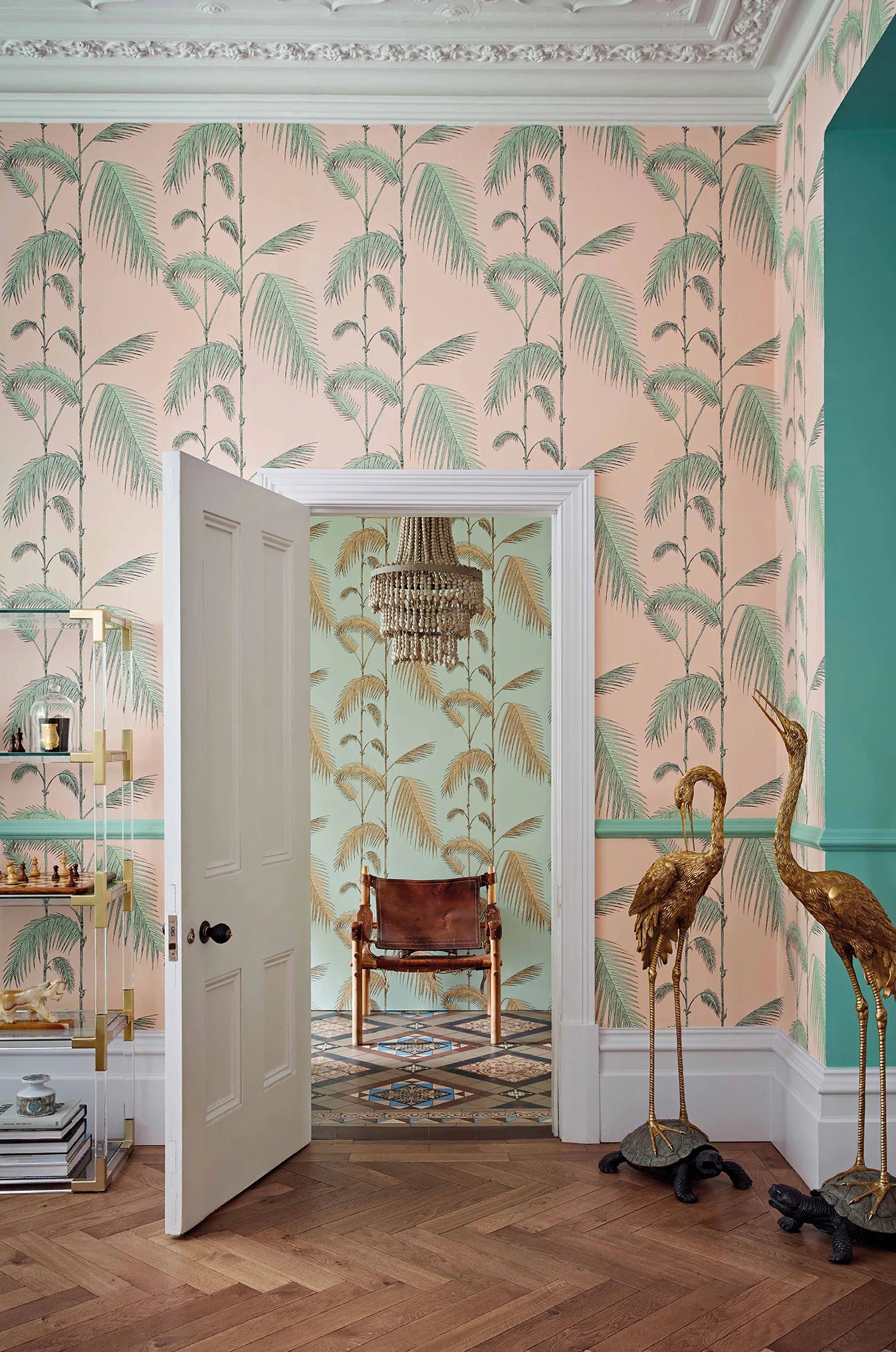 Cole & Son Icons Palm Leaves, Alabaster Pink & Mint