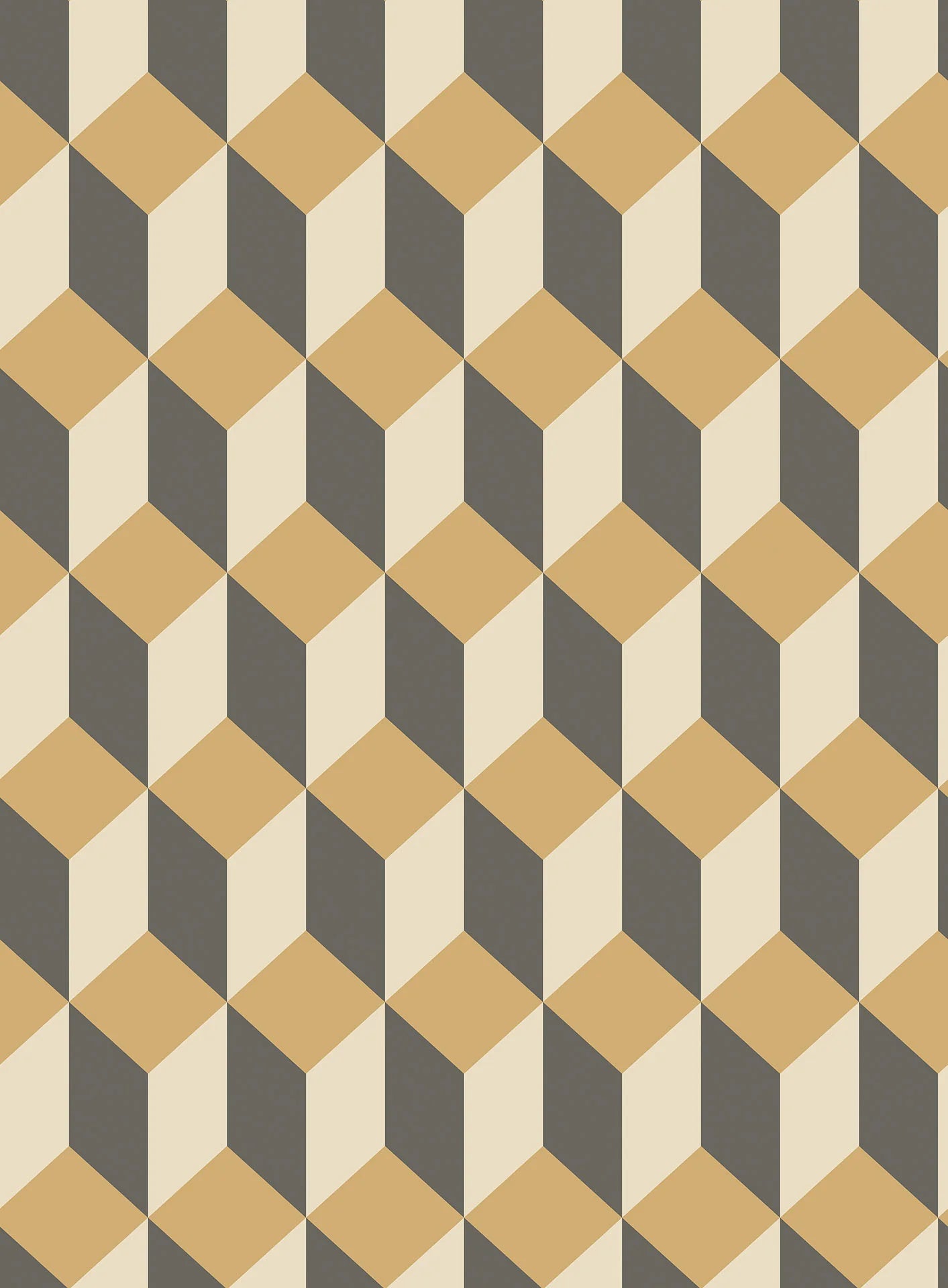 Cole & Son Geomatric II Delano, Metallic Gold, Cream and Charcoal