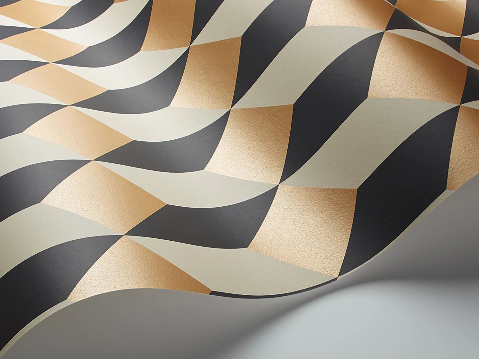 Cole & Son Geomatric II Delano, Metallic Gold, Cream and Charcoal