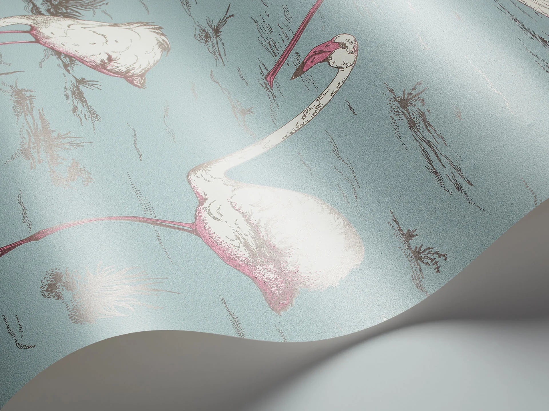 Cole & Son Contemporary Collection, Flamingos, White & Fuchsia on Sea Foam