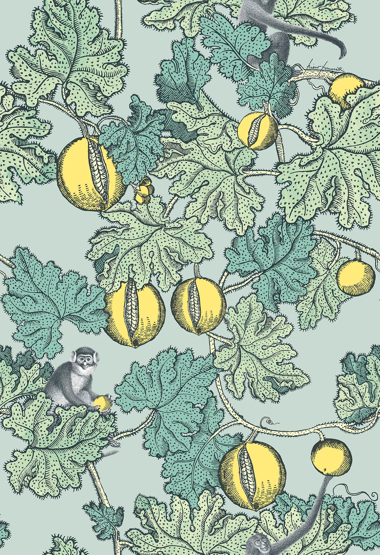 Cole & Son Fornasetti Frutto Proibito, Print Room Blue & Lemon
