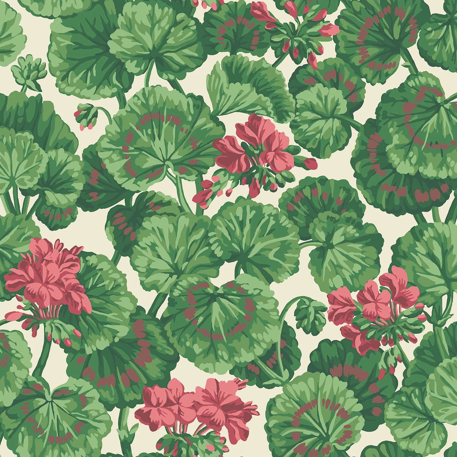 Cole & Son Seville Geranium, Rose & Forest Greens on Parchment
