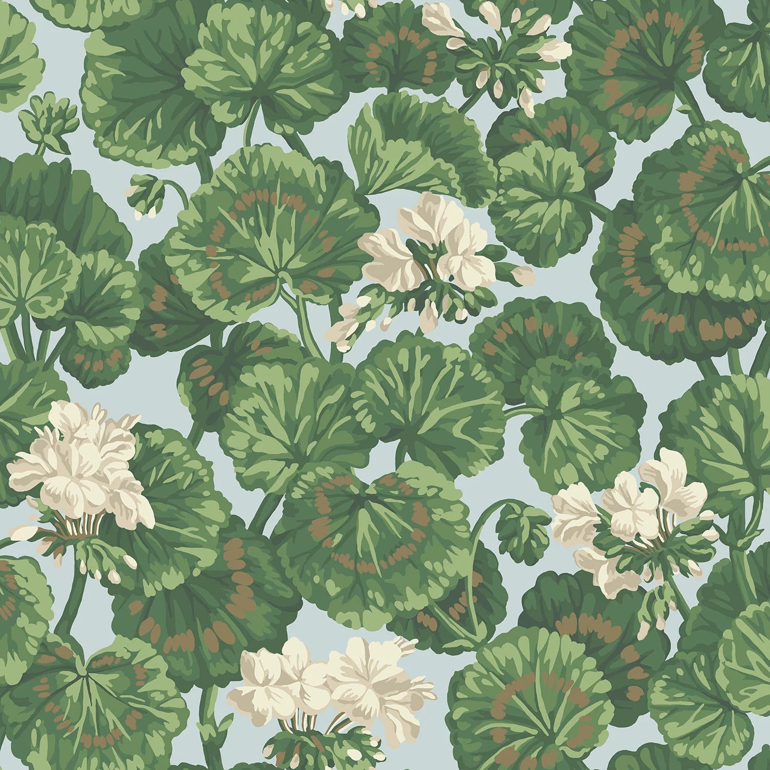 Cole & Son Seville Geranium, White & Sage on Seafoam