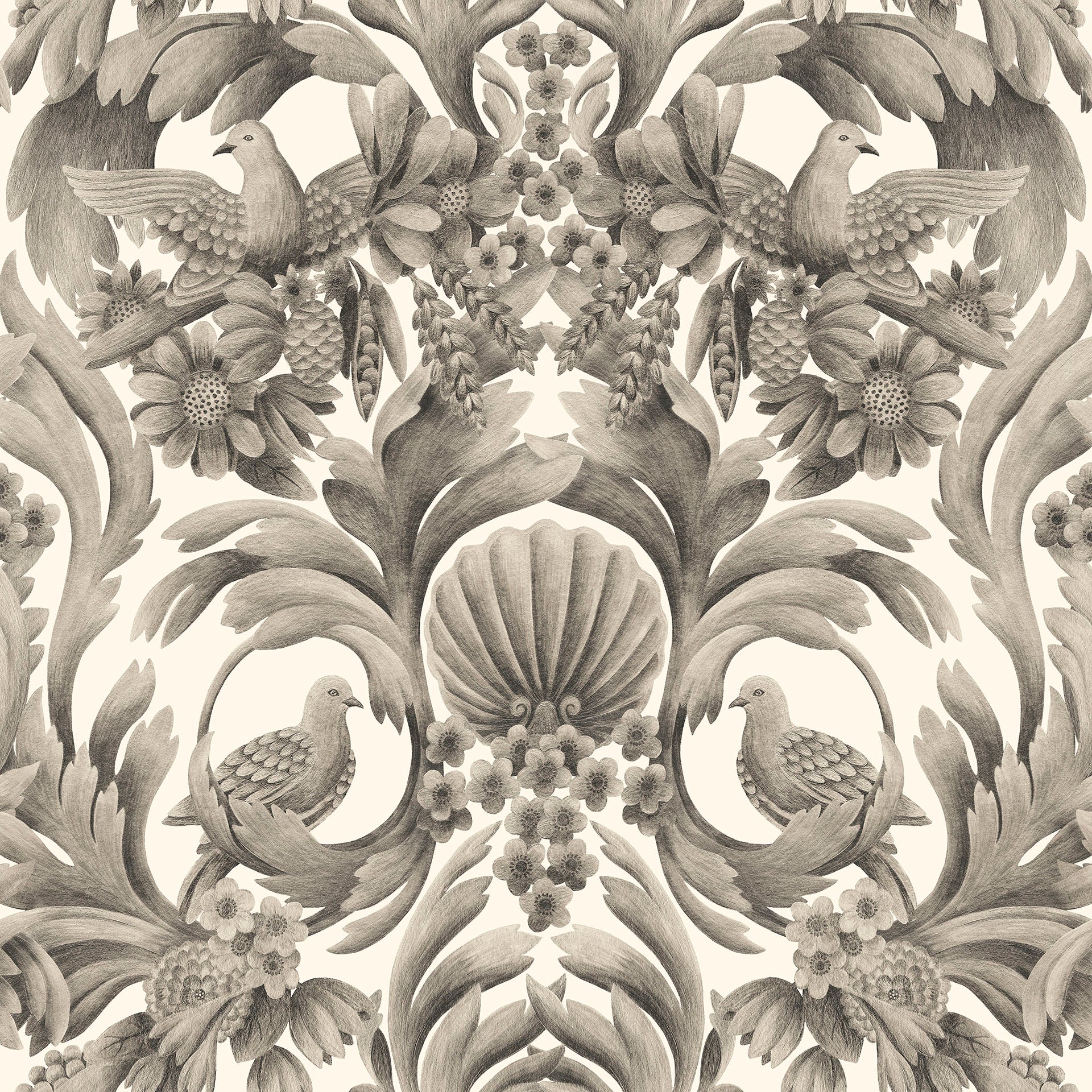 Cole & Son Historic Royal Palaces Gibbons Carving, Soot on Stone