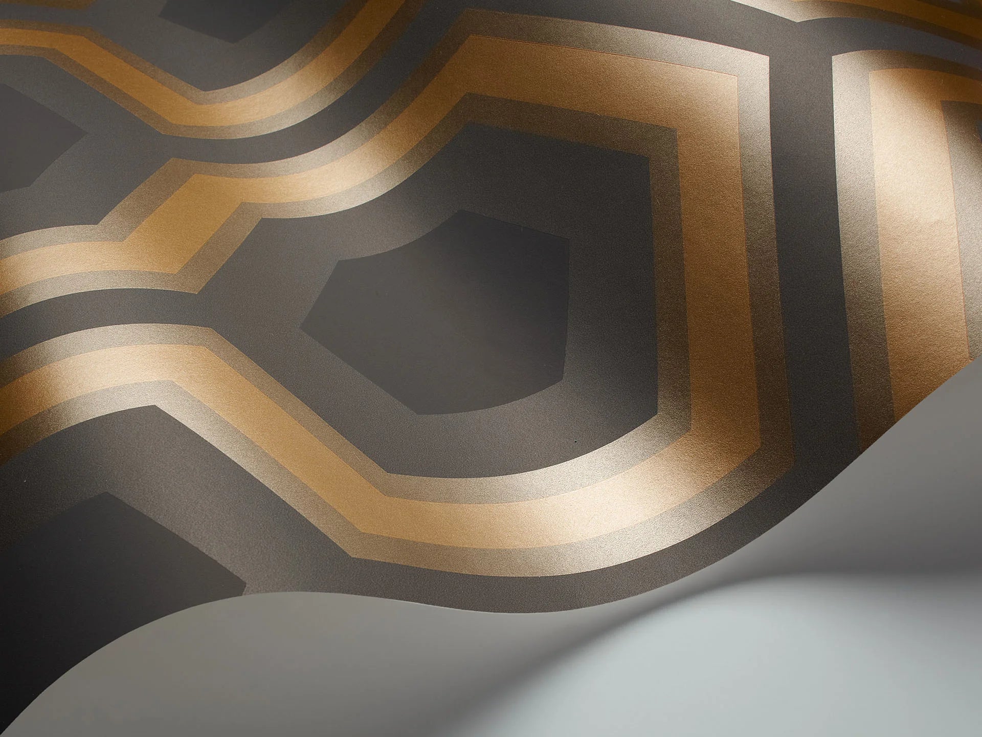 Cole & Son Contemporary Collection Hicks' Grand, Metallic Gold & Charcoal on Soot