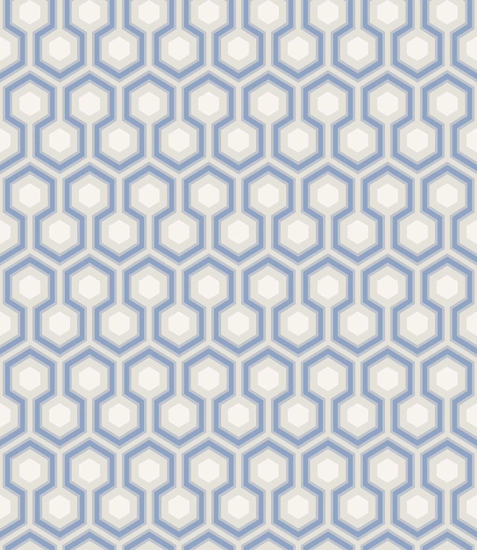 Cole & Son Contemporary Collection Hicks' Hexagon, Hyacinth Blue & White on Cool Parchment