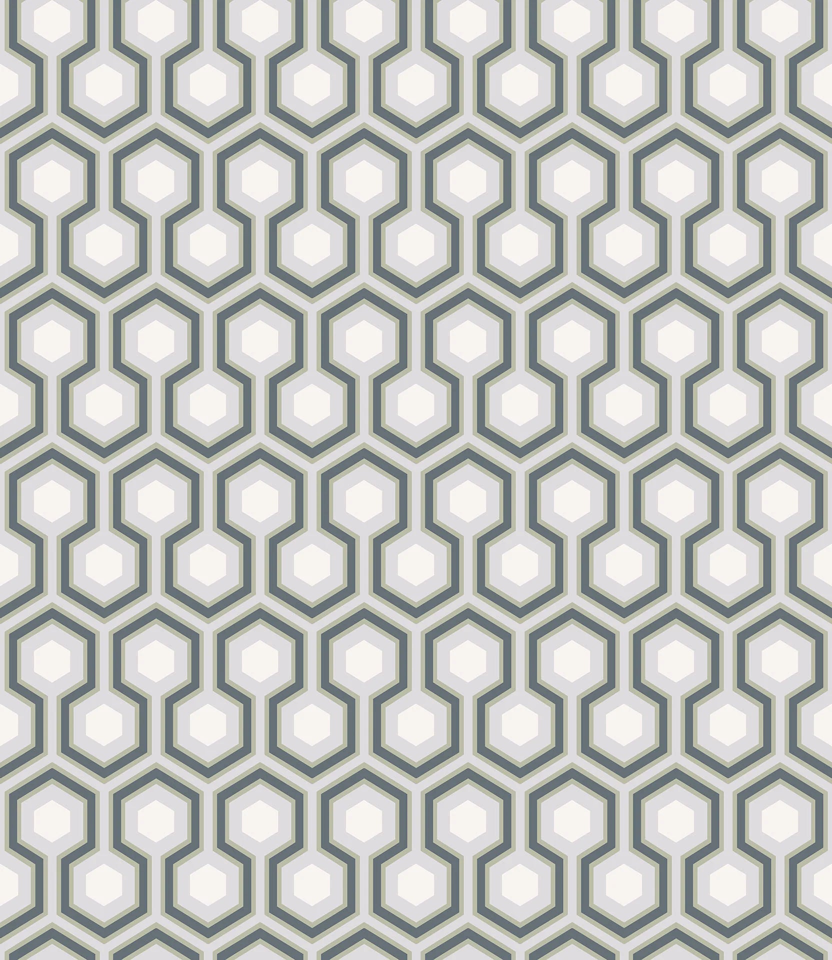 Cole & Son Contemporary Collection Hicks' Hexagon, Inkt & White on Heath Grey