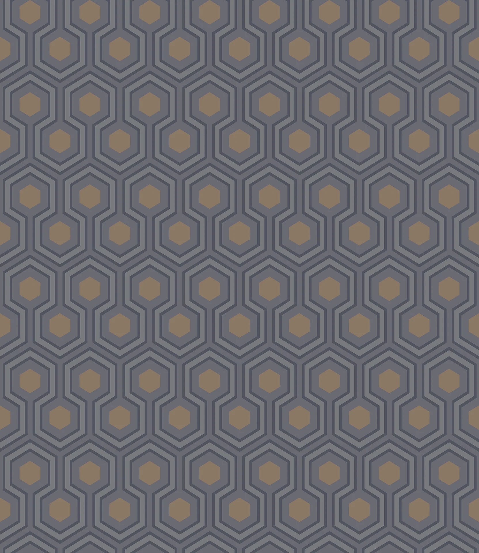 Cole & Son Contemporary Collection Hicks' Hexagon, Black & Metallic Gold on Soft Olive